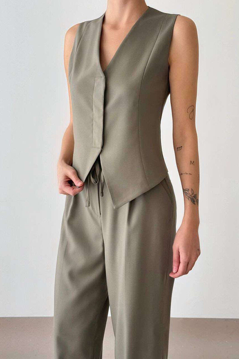 ONE COLOR VEST+TROUSERS WOMEN SET DARK GREEN/JEE - 1