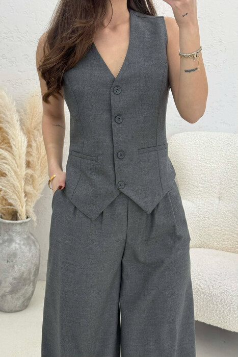 ONE COLOR VEST+TROUSERS WOMEN SET DARK GREY/GEE - 3