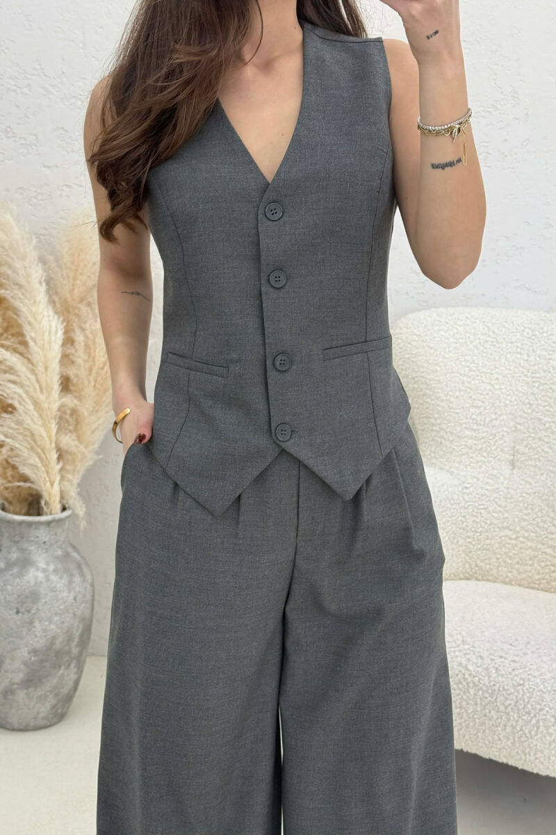ONE COLOR VEST+TROUSERS WOMEN SET DARK GREY/GEE - 3