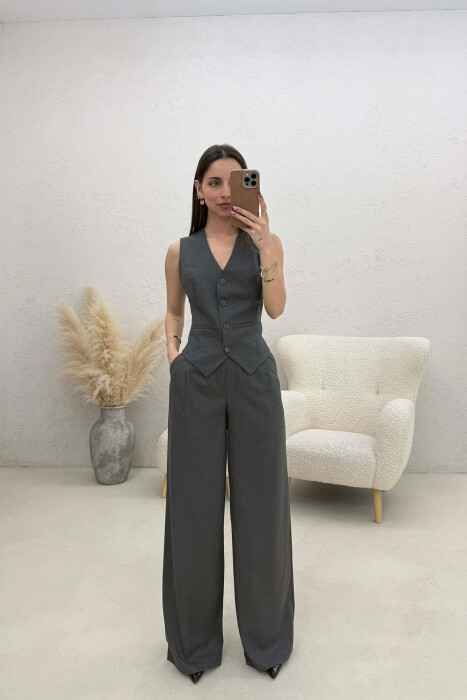 ONE COLOR VEST+TROUSERS WOMEN SET DARK GREY/GEE - 1