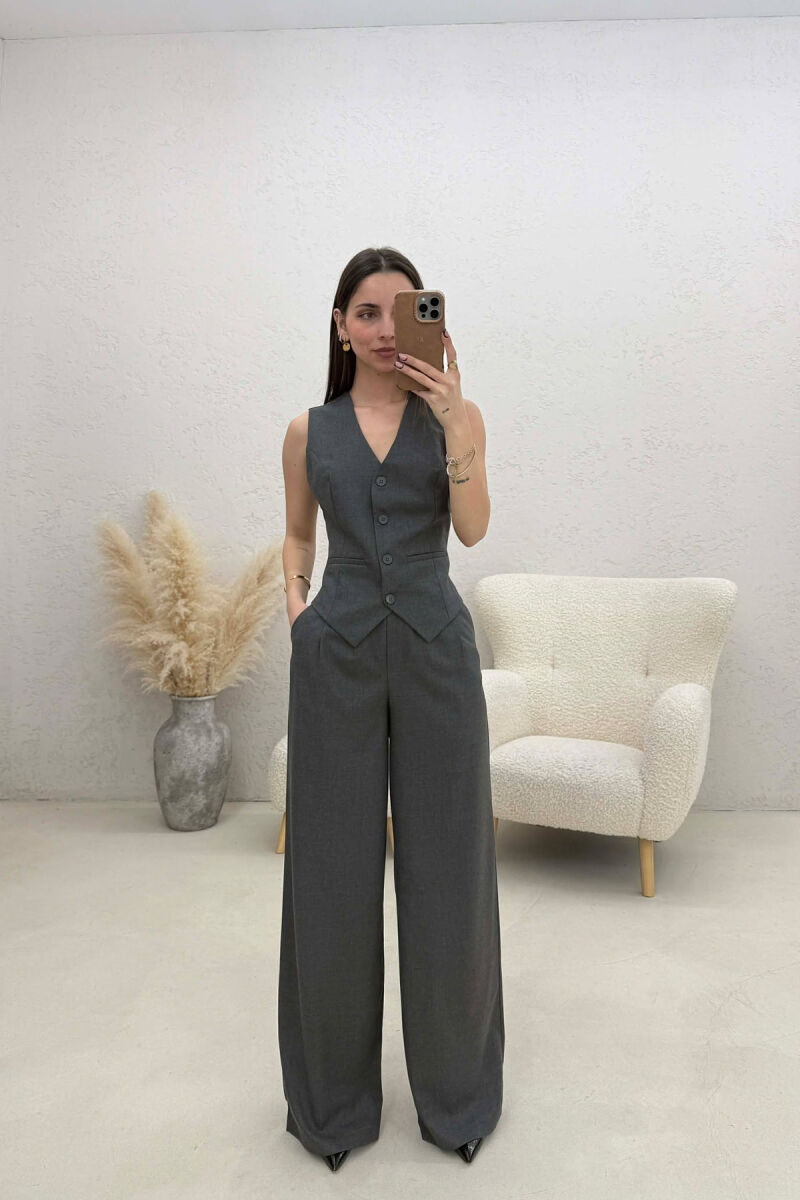 ONE COLOR VEST+TROUSERS WOMEN SET DARK GREY/GEE - 1