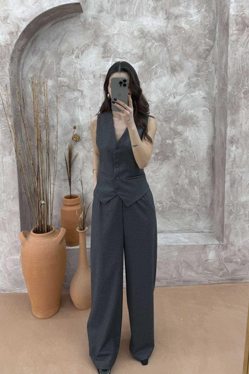 ONE COLOR VEST+TROUSERS WOMEN SET DARK GREY/GEE - 2