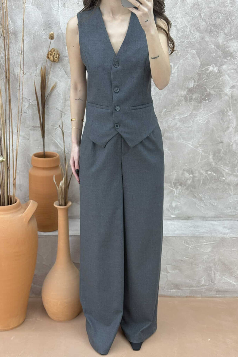 ONE COLOR VEST+TROUSERS WOMEN SET DARK GREY/GEE - 4