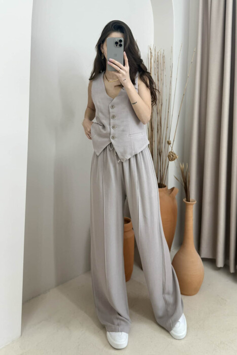 ONE COLOR VEST+TROUSERS WOMEN SET GREY/GRI 