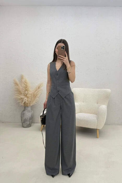 ONE COLOR VEST+TROUSERS WOMEN SET GREY/GRI - 2