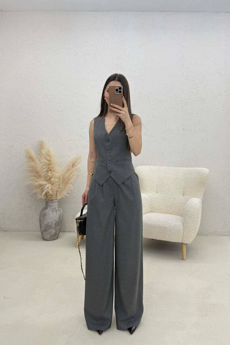 ONE COLOR VEST+TROUSERS WOMEN SET GREY/GRI - 2