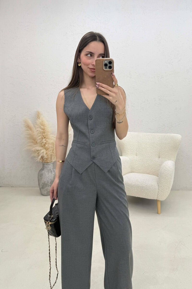 ONE COLOR VEST+TROUSERS WOMEN SET GREY/GRI - 4