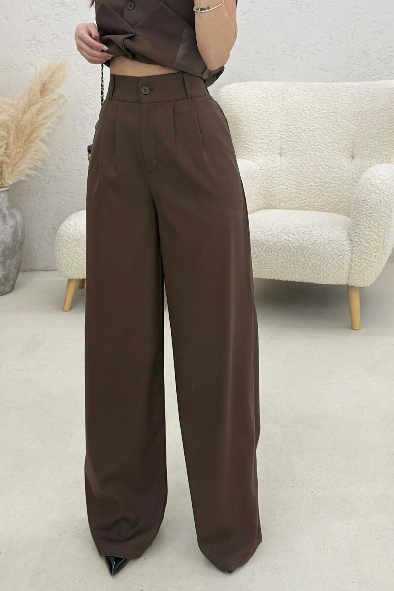 ONE COLOR VEST+TROUSERS WOMEN SET LIGHT BROWN/KAZB - 4