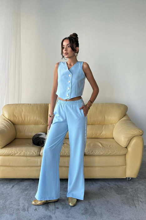 ONE COLOR VEST+TROUSERS WOMEN SET LIGHTBLUE/BZ 