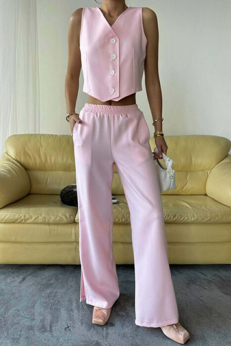 ONE COLOR VEST+TROUSERS WOMEN SET PINK/ROZE 