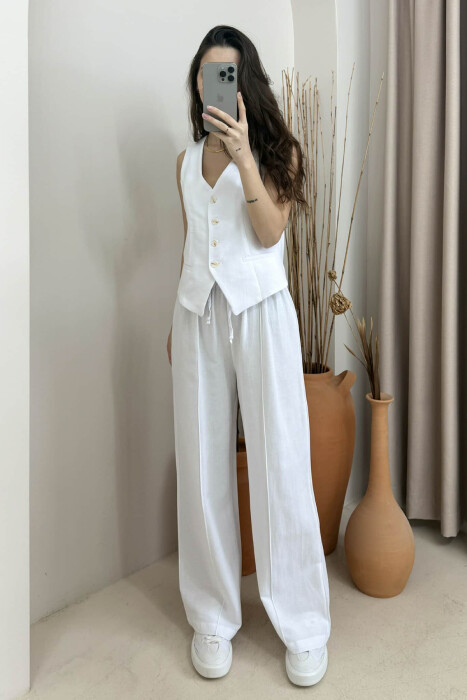 ONE COLOR VEST+TROUSERS WOMEN SET WHITE-E BARDHE 