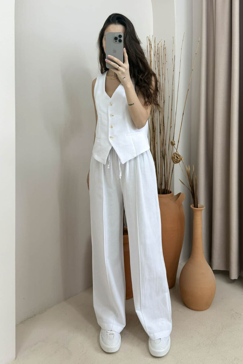 ONE COLOR VEST+TROUSERS WOMEN SET WHITE-E BARDHE - 1