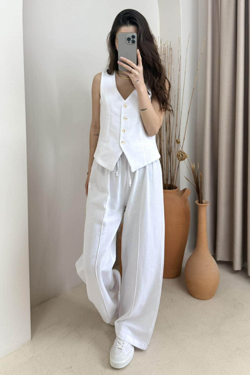 ONE COLOR VEST+TROUSERS WOMEN SET WHITE-E BARDHE - 2