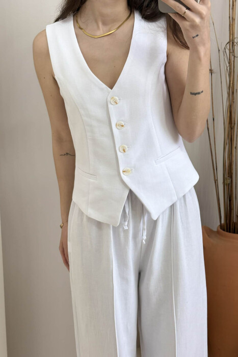 ONE COLOR VEST+TROUSERS WOMEN SET WHITE-E BARDHE - 3