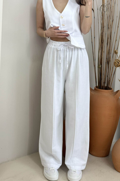 ONE COLOR VEST+TROUSERS WOMEN SET WHITE-E BARDHE - 4