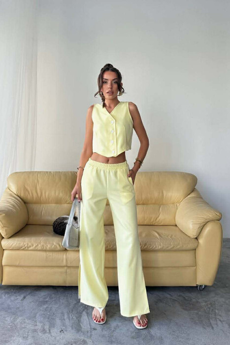 SET NJE NGJYRESH PER FEMRA JELEK + PANTALLONA NE NGJYRE TE VERDHE - KLAUDIO FASHION