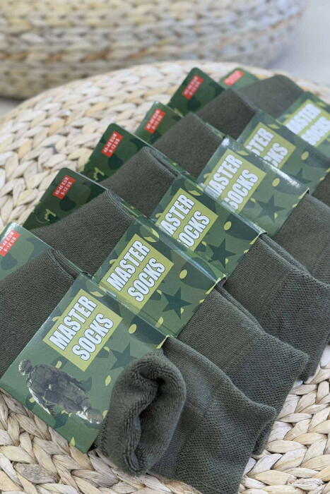 ONE COLOR WARM MEN ANKLE SOCKS DARK GREEN/JEE - KLAUDIO FASHION