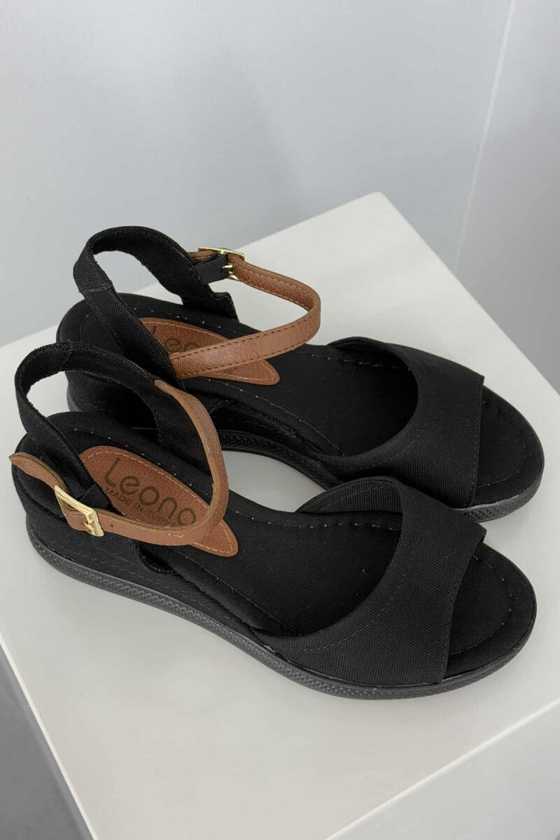 ONE COLOR WEDGE WOMEN SANDALS BLACK/ E ZEZE - 6