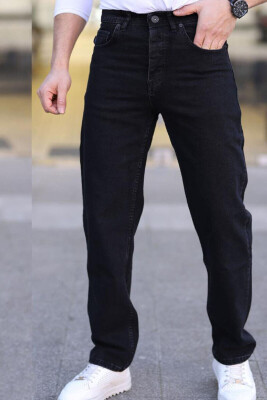 ONE COLOR WIDE LEG SIMPLE MEN JEANS BLACK/ E ZEZE 