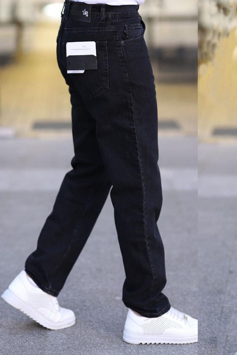 ONE COLOR WIDE LEG SIMPLE MEN JEANS BLACK/ E ZEZE - 2