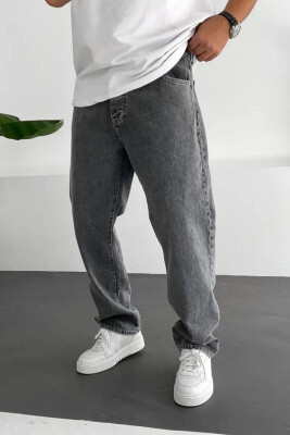 ONE COLOR WIDE LEG SIMPLE MEN JEANS DARK GREY/GEE 