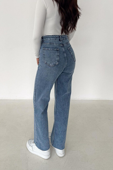 ONE COLOR WIDE LEG SIMPLE WOMAN JEANS LIGHT BLUE-LIGHT BLUE/BZ-BZ - 2