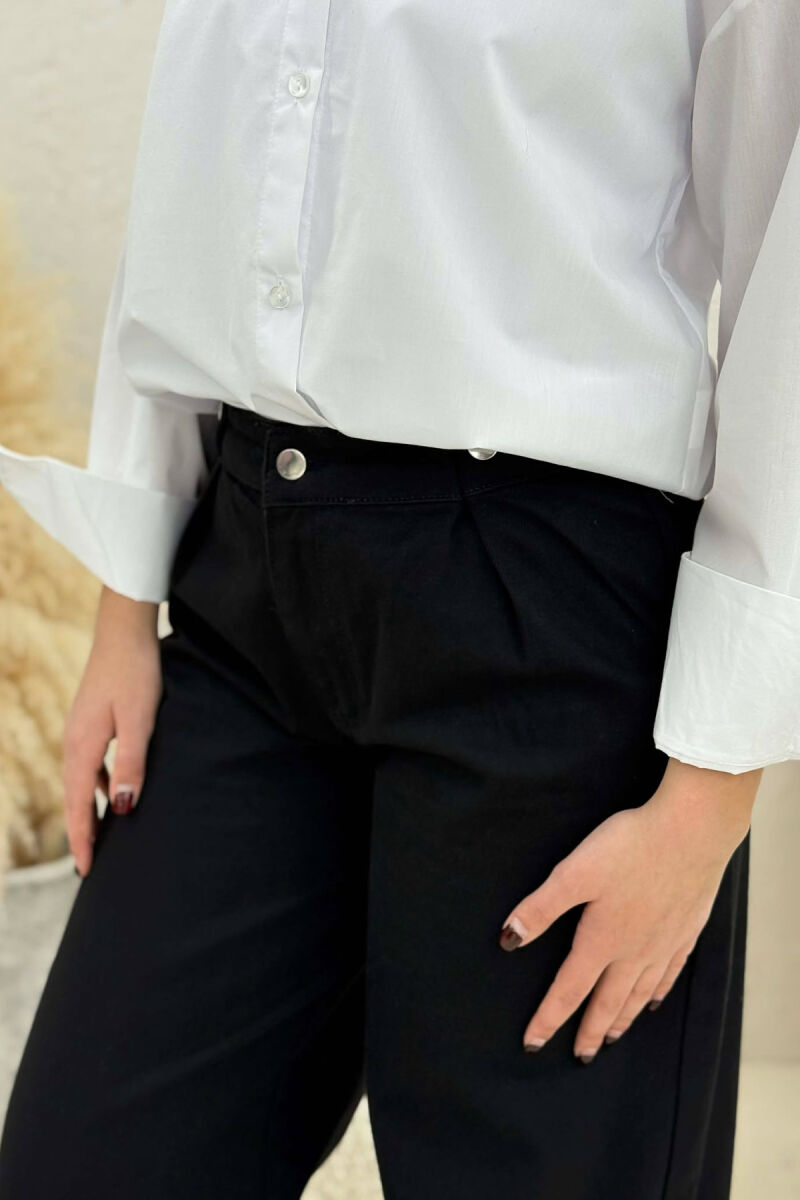 ONE COLOR WIDE LEG SIMPLE WOMEN JEANS BLACK/ E ZEZE - 2