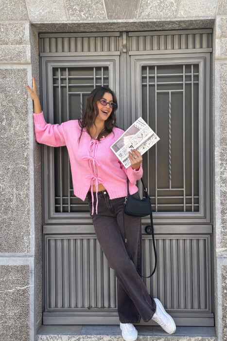 ONE COLOR WIDE LEG SIMPLE WOMEN JEANS DARK BROWN/KAE - 5