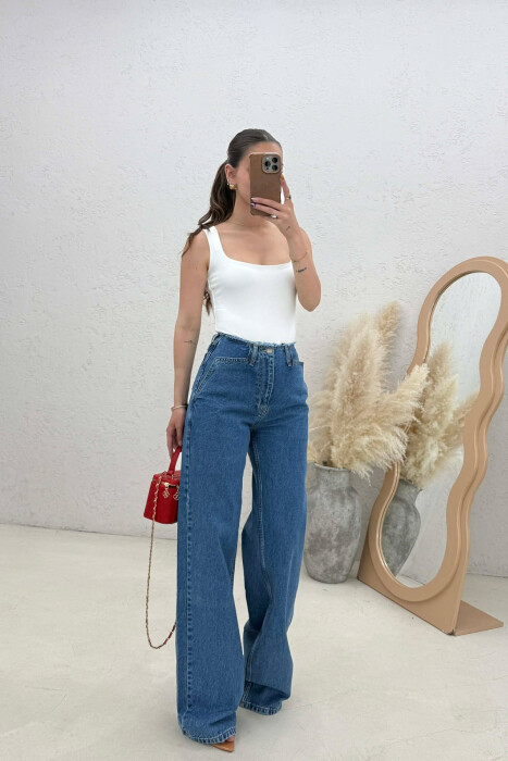 ONE COLOR WIDE LEG WOMAN JEANS BLUE/BLU - 2