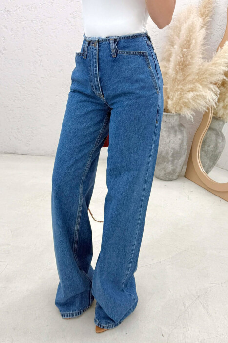 ONE COLOR WIDE LEG WOMAN JEANS BLUE/BLU - 4