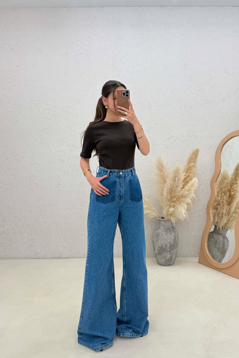 ONE COLOR WIDE LEG WOMAN JEANS BLUE/BLU - 1