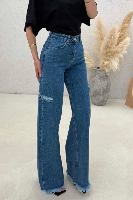 ONE COLOR WIDE LEG WOMAN JEANS BLUE/BLU - 2