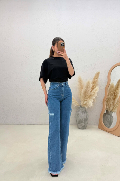 ONE COLOR WIDE LEG WOMAN JEANS BLUE/BLU - 3