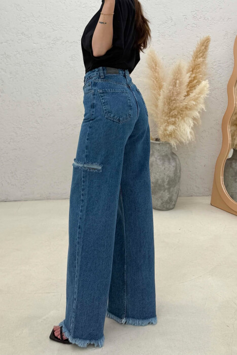 ONE COLOR WIDE LEG WOMAN JEANS BLUE/BLU - 5