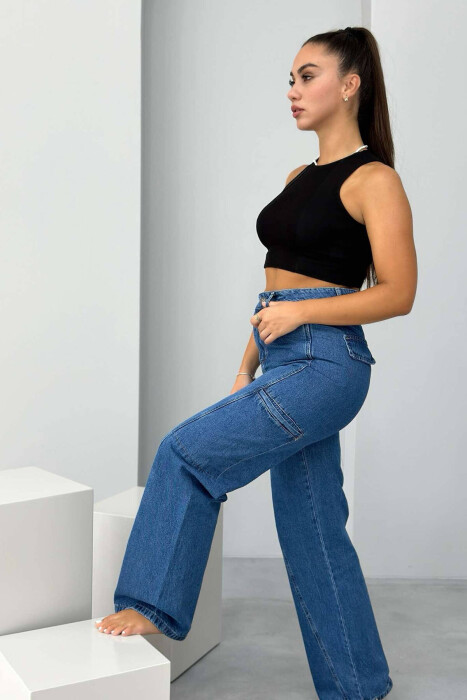 ONE COLOR WIDE LEG WOMAN JEANS BLUE/BLU - 4