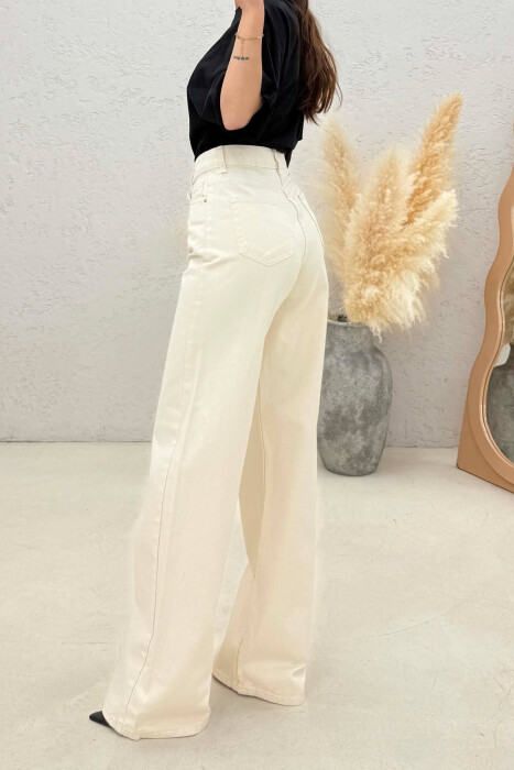 ONE COLOR WIDE LEG WOMAN JEANS CREAM/KREM - 2