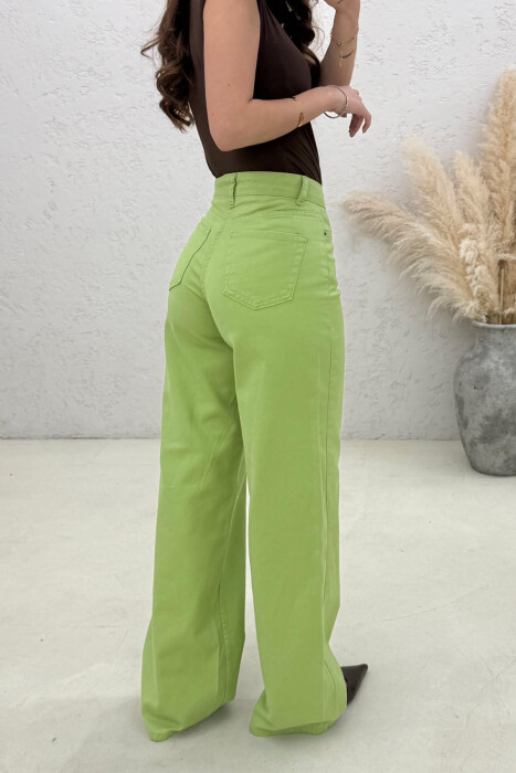ONE COLOR WIDE LEG WOMAN JEANS PISTACHIO - 4