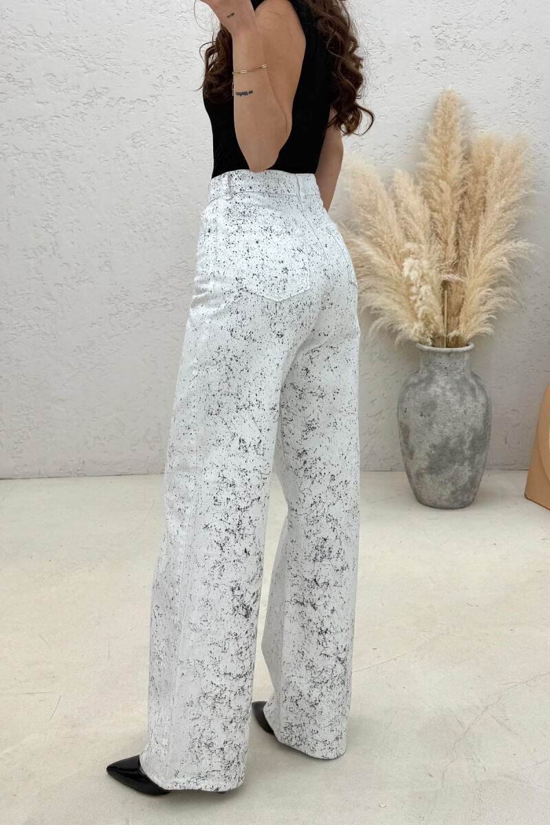 ONE COLOR WIDE LEG WOMAN JEANS WHITE-BLACK/BAZE - 2