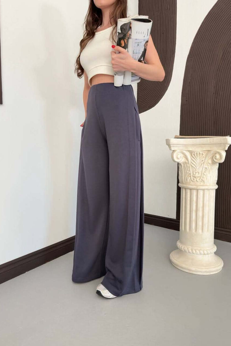 ONE COLOR WIDE LEG WOMAN SWEATPANTS GREY/GRI - 5