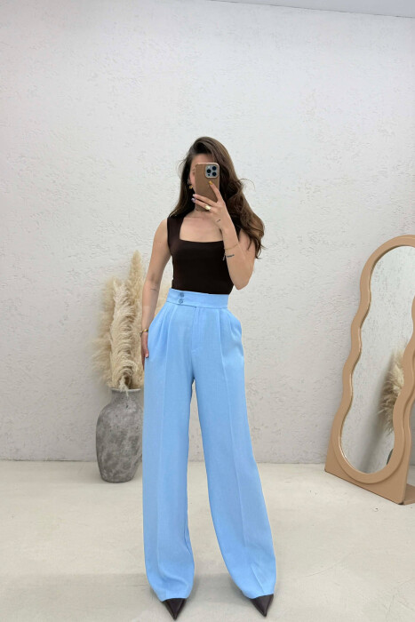 ONE COLOR WIDE LEG WOMAN TROUSERS BABY BLUE/BLU BY 