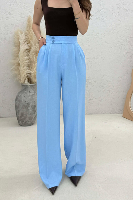 ONE COLOR WIDE LEG WOMAN TROUSERS BABY BLUE/BLU BY - 3