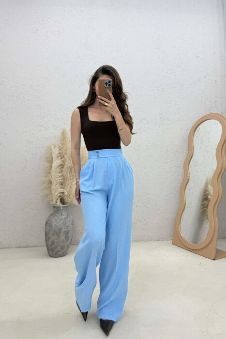 ONE COLOR WIDE LEG WOMAN TROUSERS BABY BLUE/BLU BY - 4