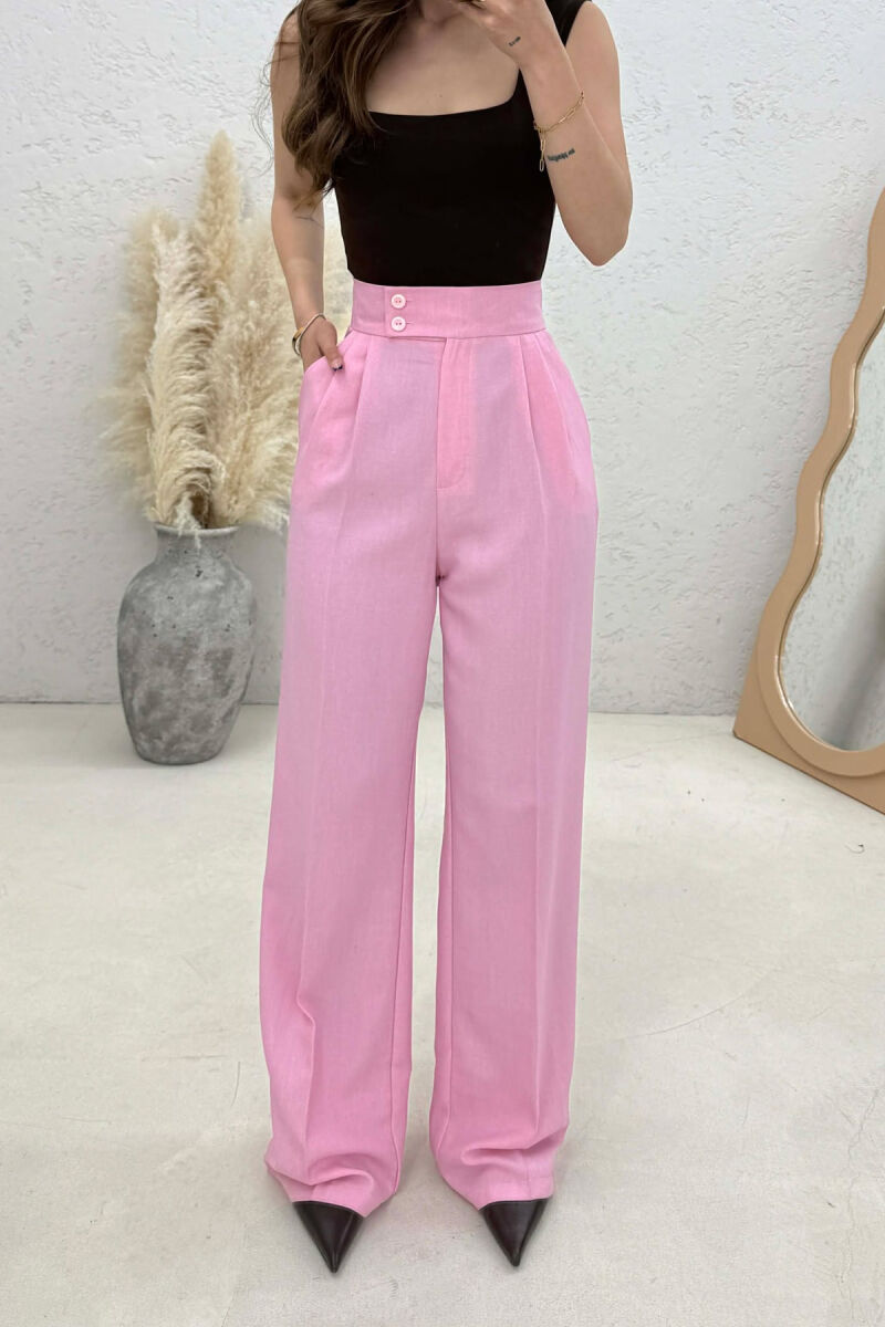 ONE COLOR WIDE LEG WOMAN TROUSERS BABY PINK/ROZB - 2