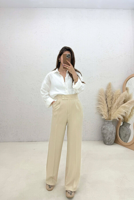 ONE COLOR WIDE LEG WOMAN TROUSERS BEIGE/BEZHE 