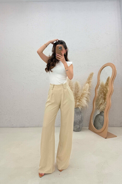 ONE COLOR WIDE LEG WOMAN TROUSERS BEIGE/BEZHE 