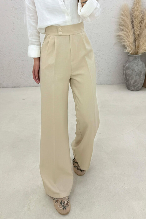 ONE COLOR WIDE LEG WOMAN TROUSERS BEIGE/BEZHE - 2