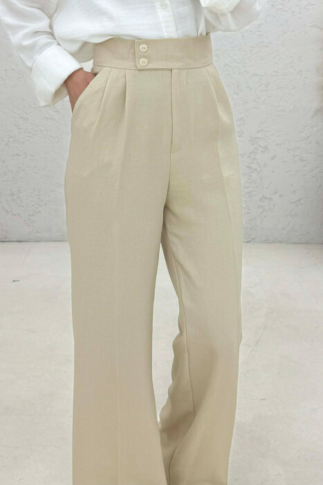 ONE COLOR WIDE LEG WOMAN TROUSERS BEIGE/BEZHE - 3