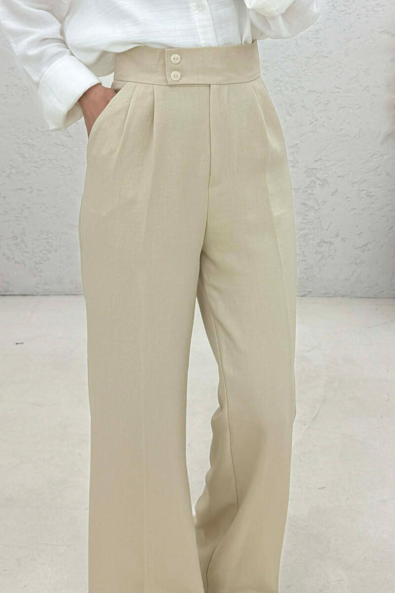 ONE COLOR WIDE LEG WOMAN TROUSERS BEIGE/BEZHE - 3