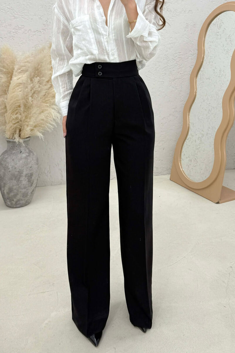 ONE COLOR WIDE LEG WOMAN TROUSERS BLACK/ E ZEZE - 2