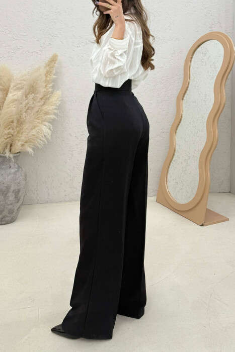 ONE COLOR WIDE LEG WOMAN TROUSERS BLACK/ E ZEZE - 4